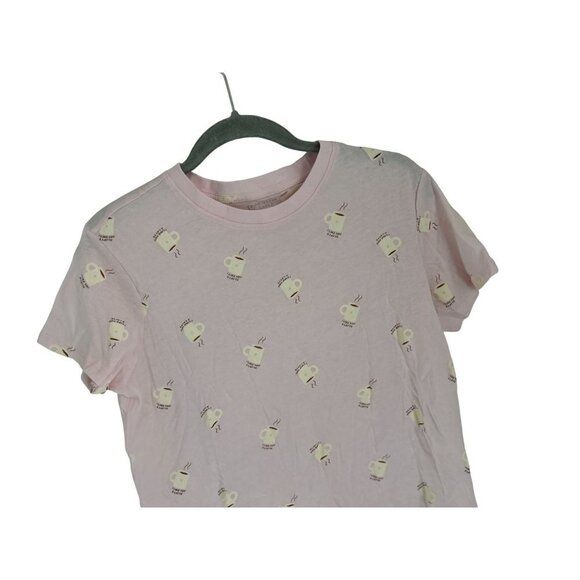 PRIMARK Tee "I Love You A Latte" Pink Crewneck Cotton T-Shirt Size Small - Picture 2 of 7